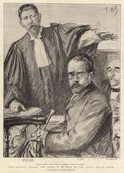 De Dreyfus-affaire, het Proces van M. Zola in het Assisenhof, Parijs door Charles Paul Renouard